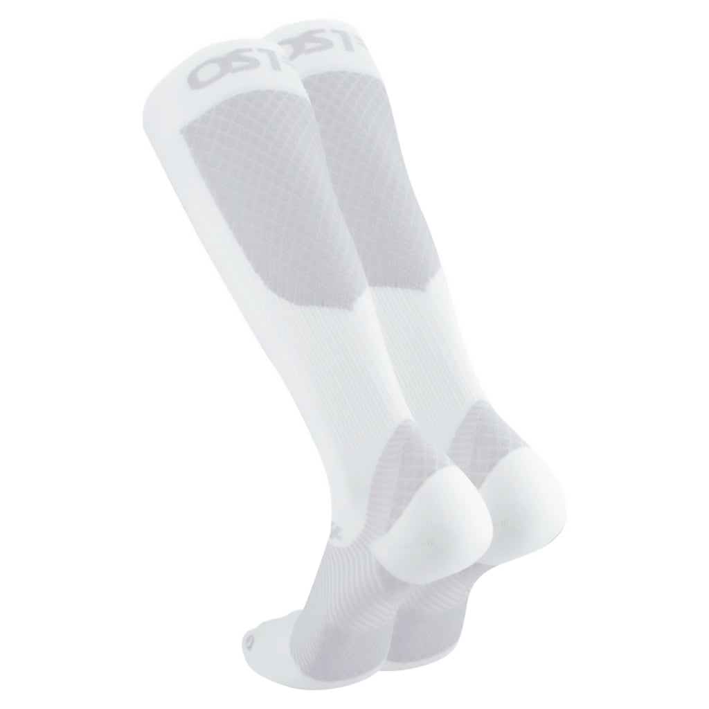 Product image of a pair of white firm compression bracing socks