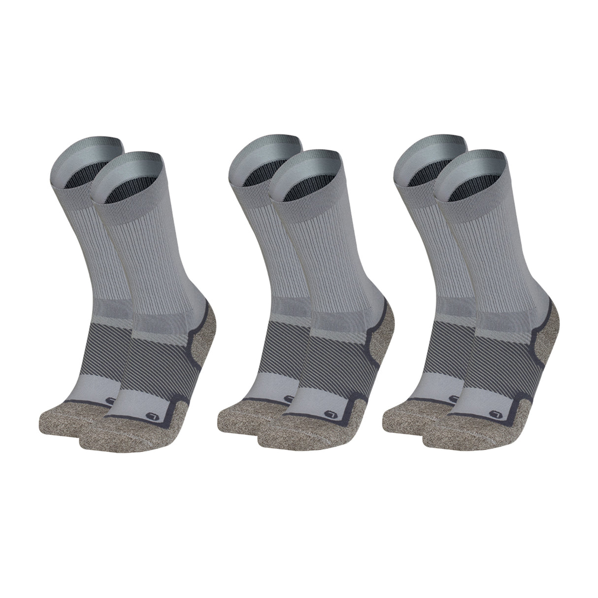 3 pairs of grey wellness care socks in crew length