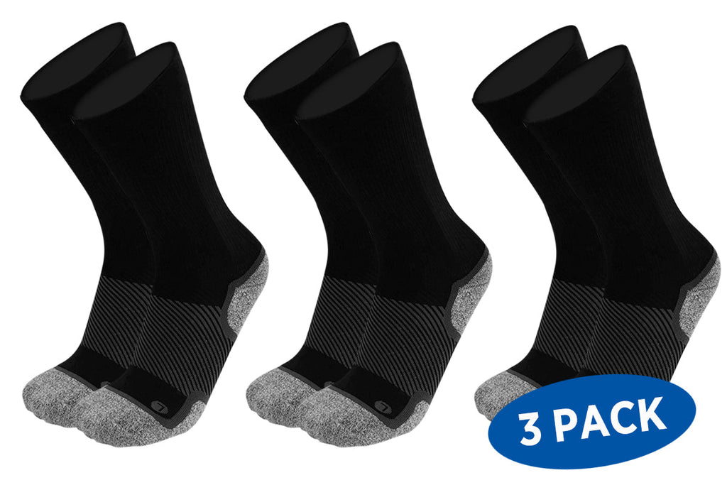 3 pairs of black wellness care socks in crew length