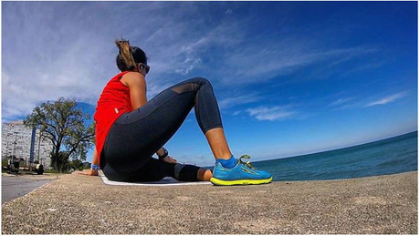 A woman being active outside