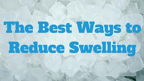 Ice cubes with text saying "The Best Ways to Reduce Swelling" 