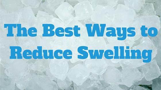 Ice cubes with text saying "The Best Ways to Reduce Swelling" 