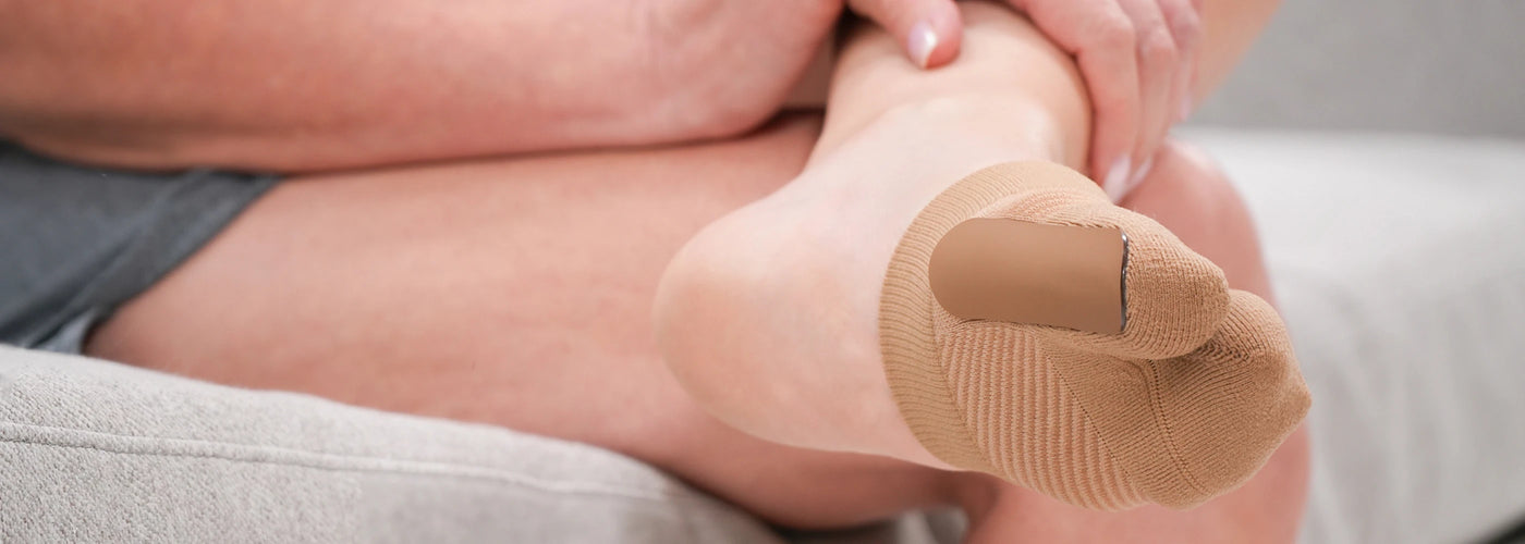 Person wearing OrthoSleeve's foot sleeve