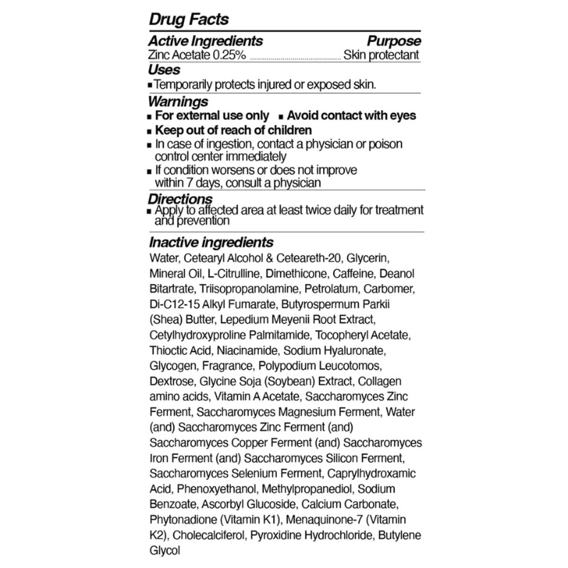 Ingredient list and directions for the K5 Restorative Relief+ Cream