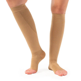 Person wearing the OrthoSleeve FS6+ Leg Sleeves in Tan