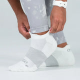 woman wearing white wicked comfort socks, no show/ankle height | OS1st 