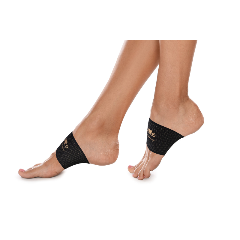 The AIRfeet Plantar Fasciitis ArchBands shown on feet