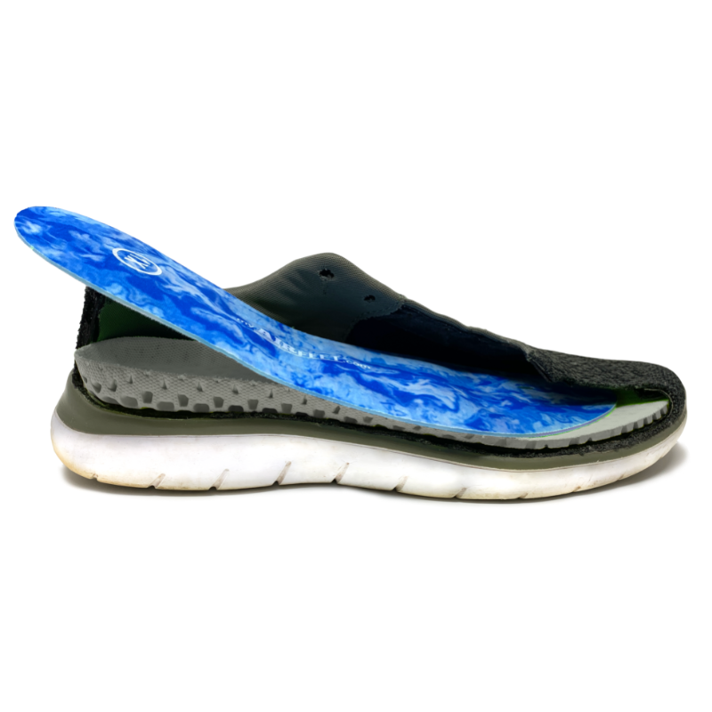 A Sport O2 insole being placed into a shoe