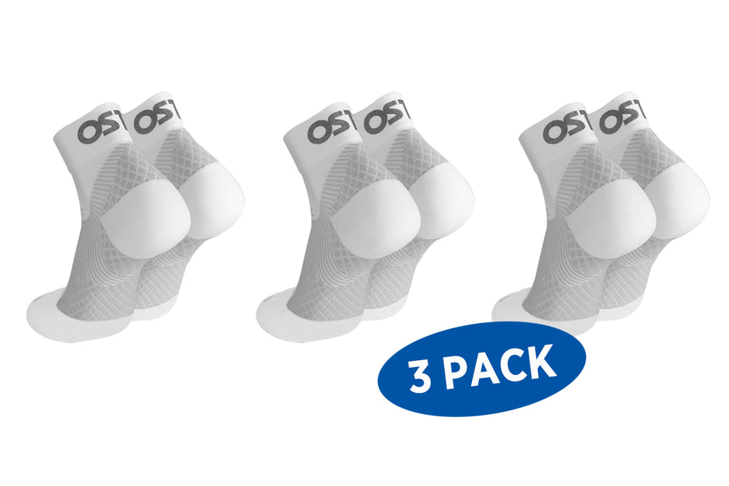 3 pair of white plantar fasciitis socks