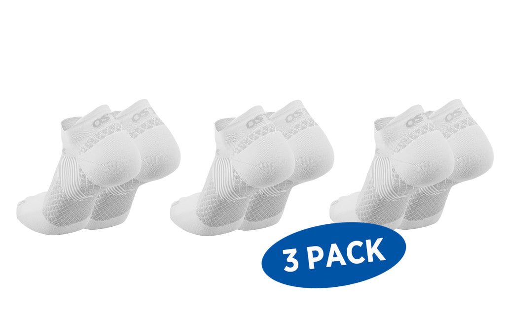 3 pair of white no show plantar fasciitis socks 