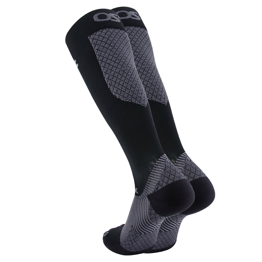 Product image of a pair of black firm compression bracing socks
