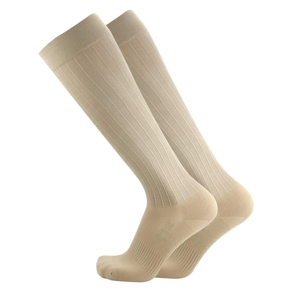 Product image of the Orthosleeve medical-grade compression socks in tan