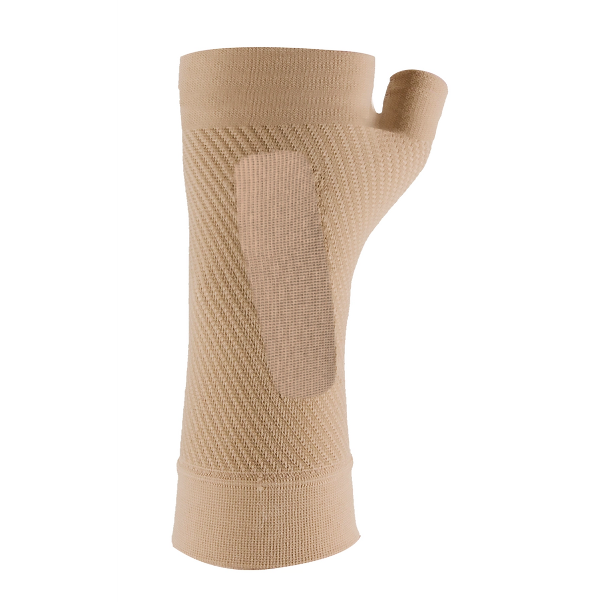 Product image of the tan wrist compression sleeve