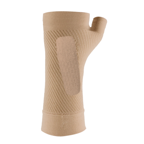 Product image of the tan wrist compression sleeve