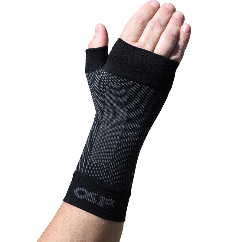 The black Wrist Compression Sleeve on a Man's wrist