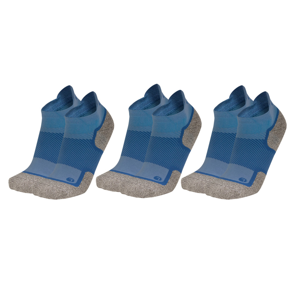 3 pack of the no show wellness care socks in steel blue