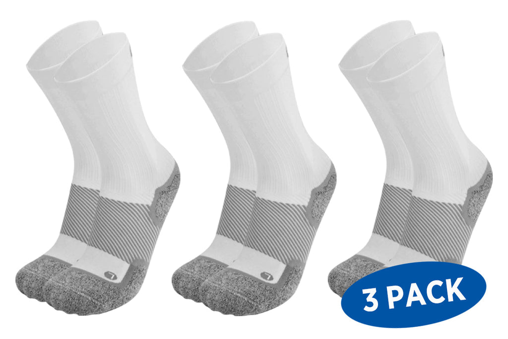 3 pairs of white wellness care socks in crew length